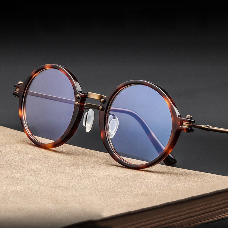 Men'S Accessories High End - 레트로 라운드 티타늄 아세테이트 안경 프레임