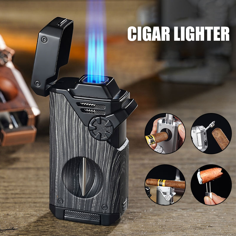 Cigar Cutter Set - 다기능 시가 라이터 세트, 4중 제트