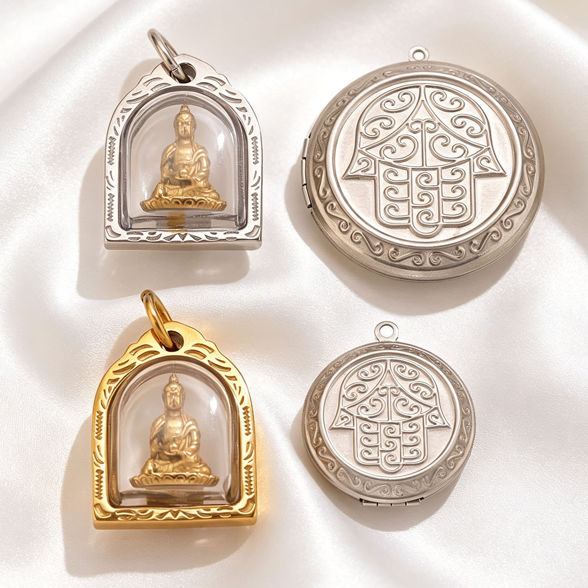 1/2pcs 사진 프레임 참 18K 스테인레스 스틸 로 - Men Accessories Photos 리뷰 및 가격