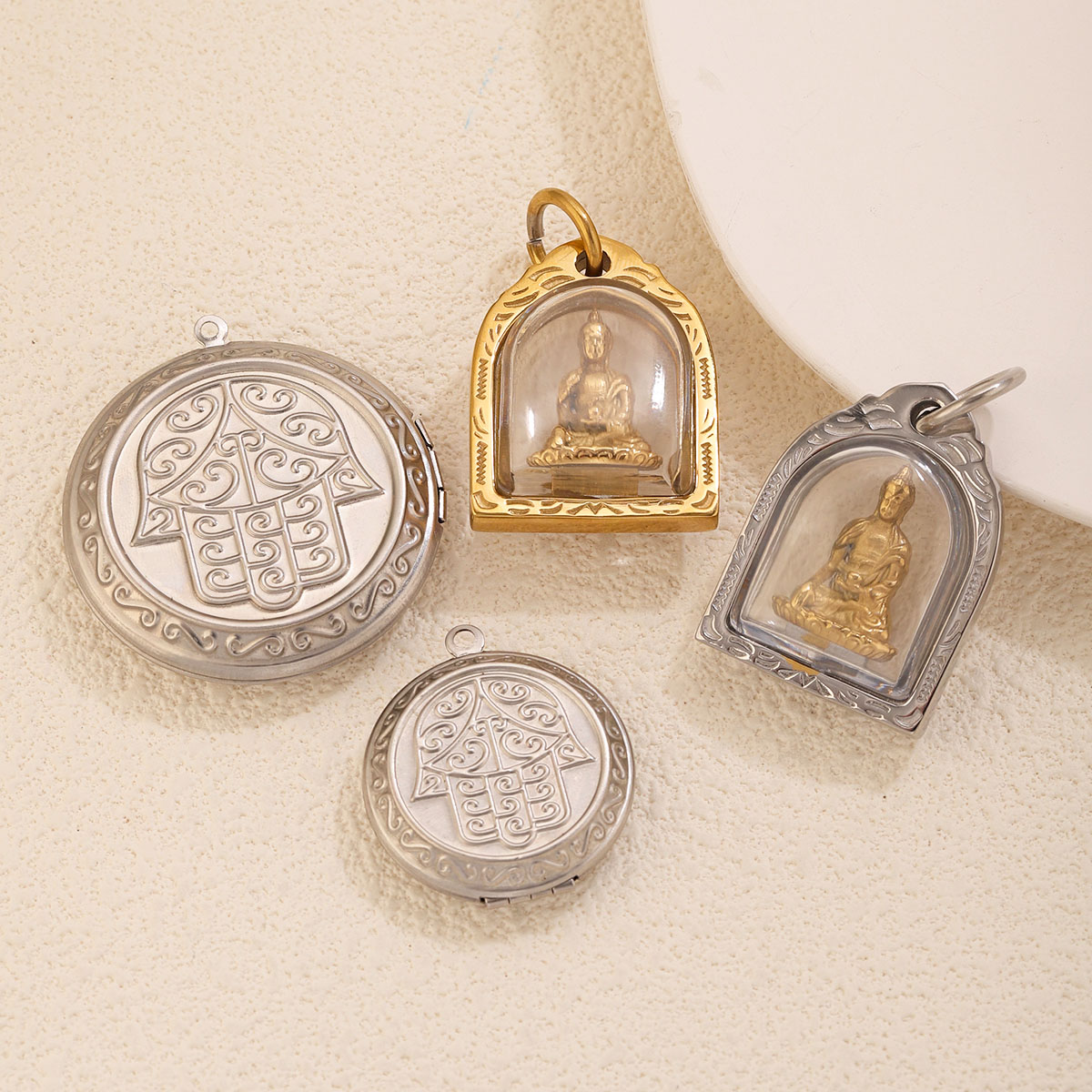 1/2pcs 사진 프레임 참 18K 스테인레스 스틸 로 - Men Accessories Photos 리뷰 및 가격