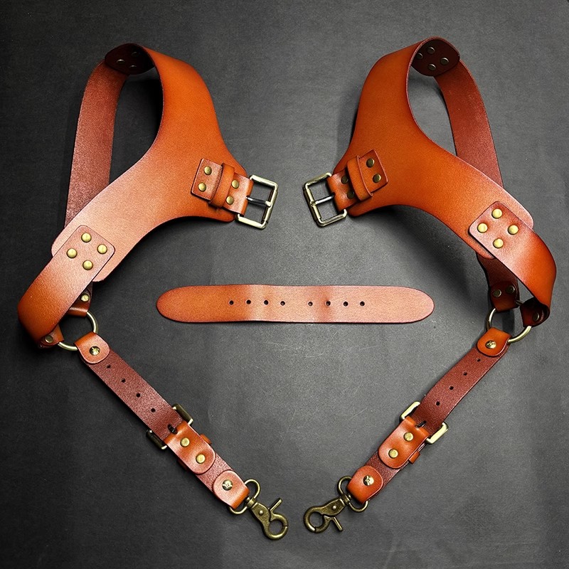 고급 갈색 3.5cm 가죽 남성 서스펜더 이중 어깨끈  - Men'S Accessories High End 리뷰 및 가격