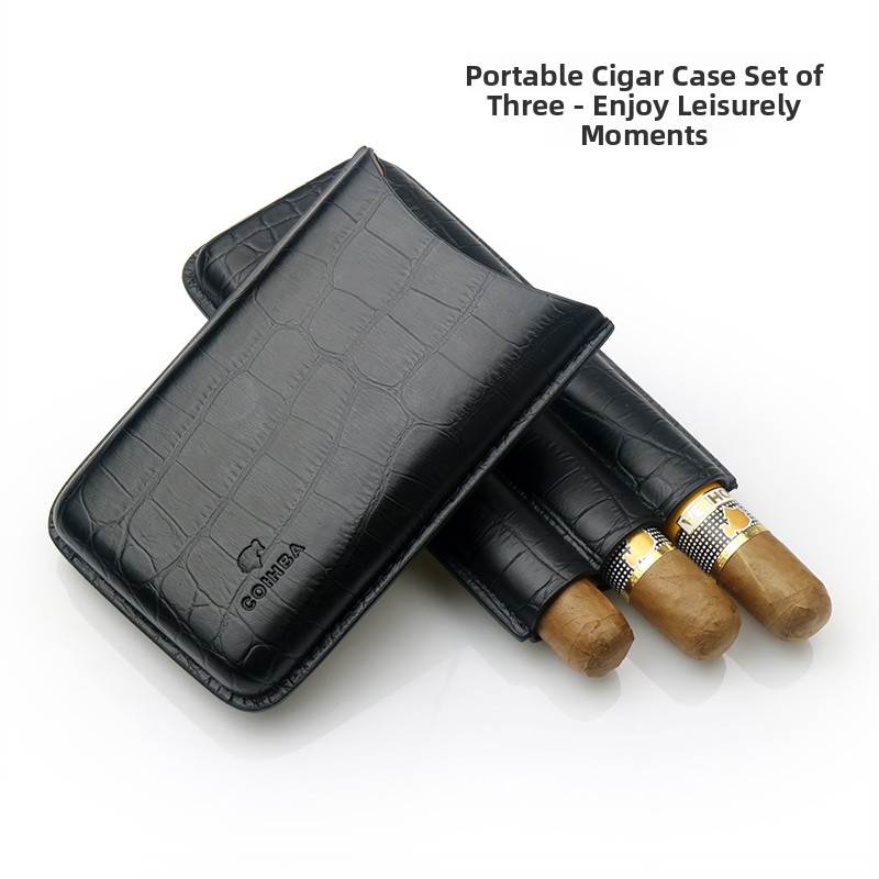 휴대용 시가 박스 세트(2개) - 가죽 시가 케이스,  - Cigar Cutter Set 리뷰 및 가격