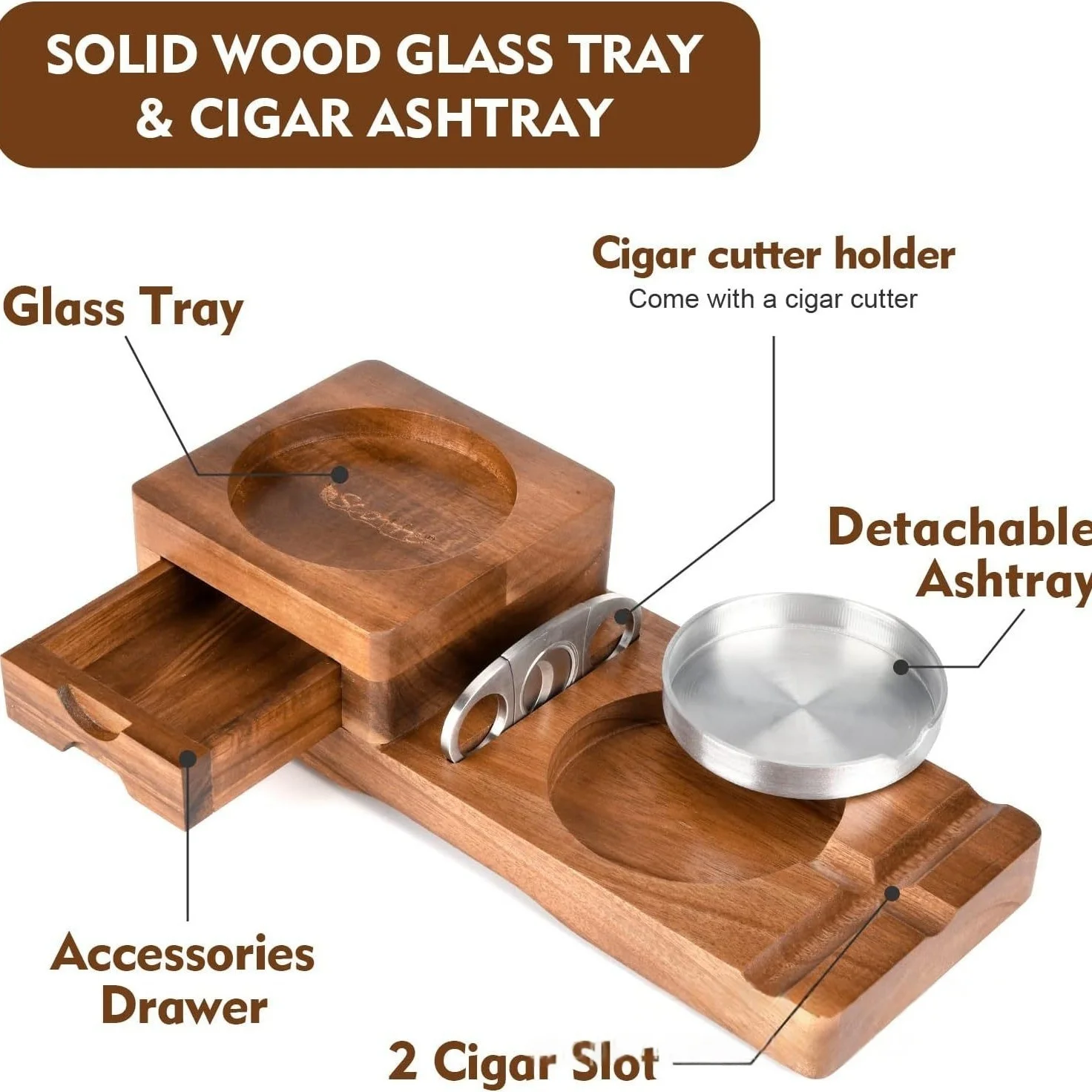 럭셔리 시가 액세서리 박스 (커터 받침대 포함) 원목  - Cigar Cutter Set 리뷰 및 가격