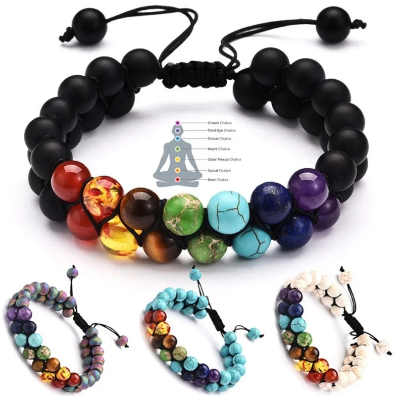 여성을위한 더블 레이어 7 차크라 팔찌 남성 인도 요가 - Men Accessories India 리뷰 및 가격