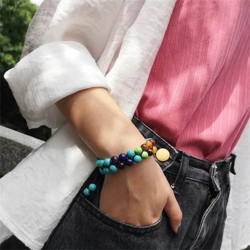 여성을위한 더블 레이어 7 차크라 팔찌 남성 인도 요가 - Men Accessories India 리뷰 및 가격