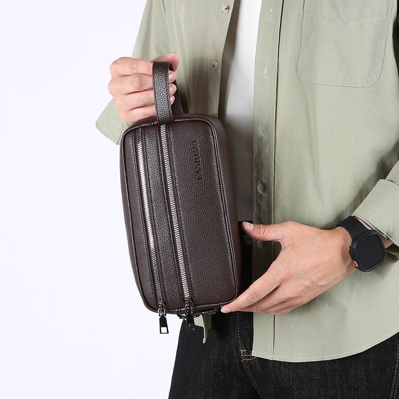 빈티지 남성용 핸드 클러치 백, 다층 지퍼 수납공간,  - Men Accessories For Wrist 리뷰 및 가격