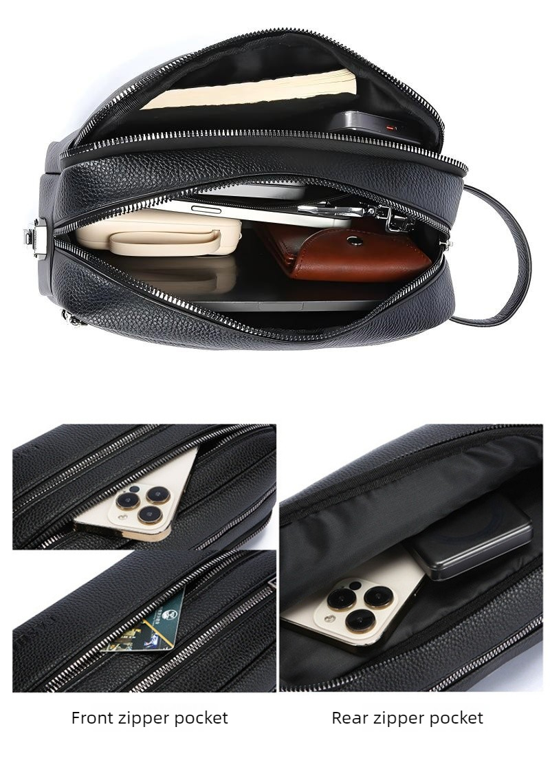 빈티지 남성용 핸드 클러치 백, 다층 지퍼 수납공간,  - Men Accessories For Wrist 리뷰 및 가격