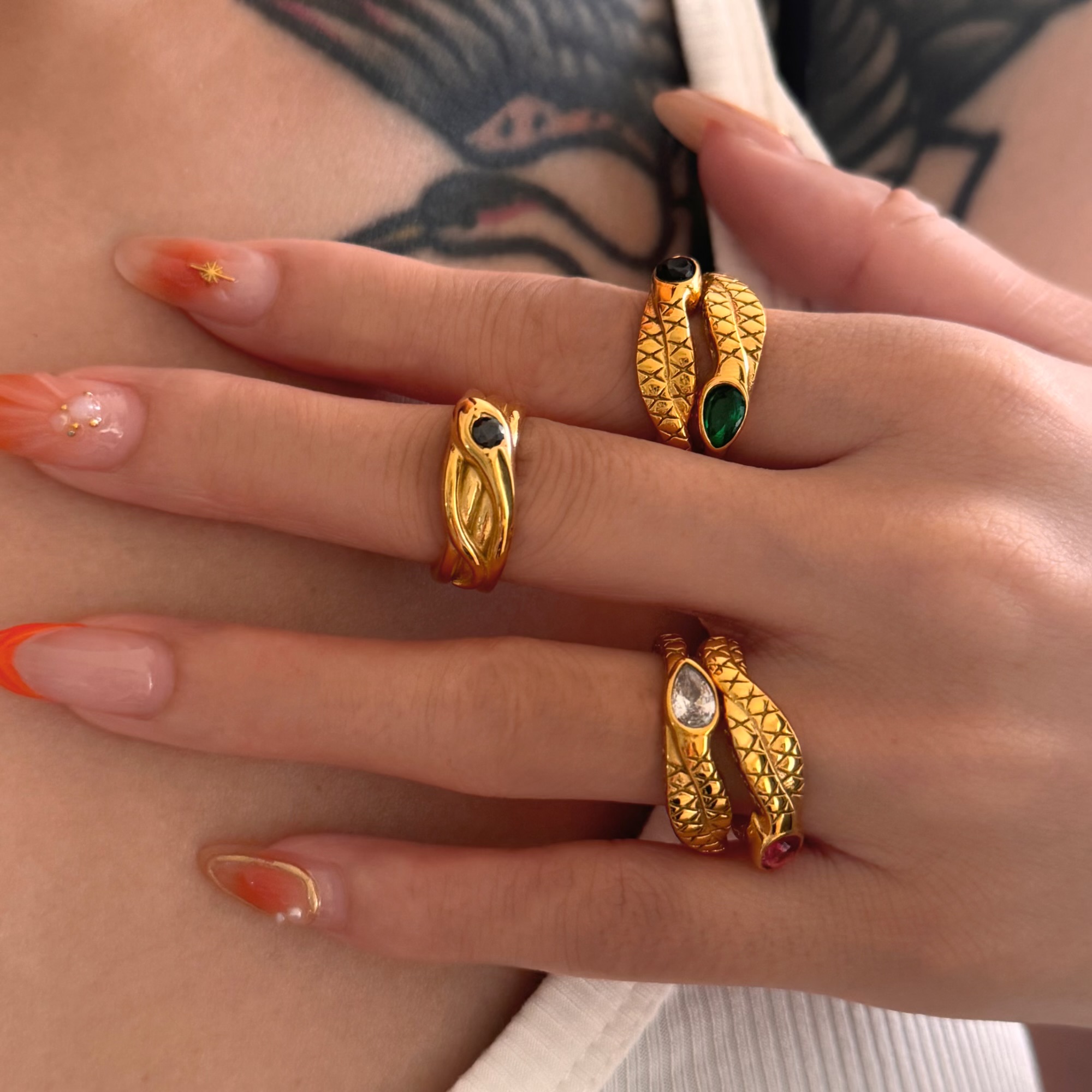 다세인 뉴 빈티지 3A 지르콘 스네이크 링 18k 금도 - Men Accessories India 리뷰 및 가격