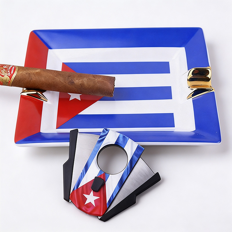쿠바 국기가 있는 시가 세트, 스테인리스 스틸 시가 커 - Cigar Cutter Set 리뷰 및 가격