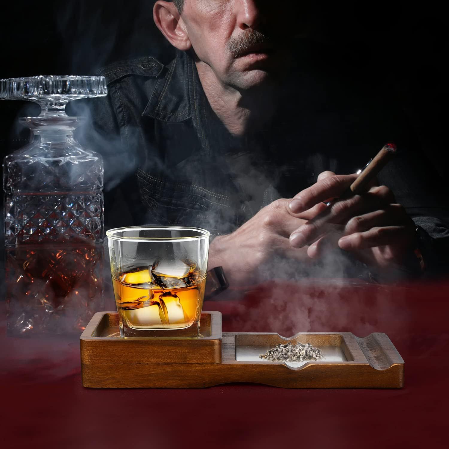 원목 시가 재떨이 트레이 서랍형 위스키 컵 시가 홀더  - Cigar Cutter Set 리뷰 및 가격