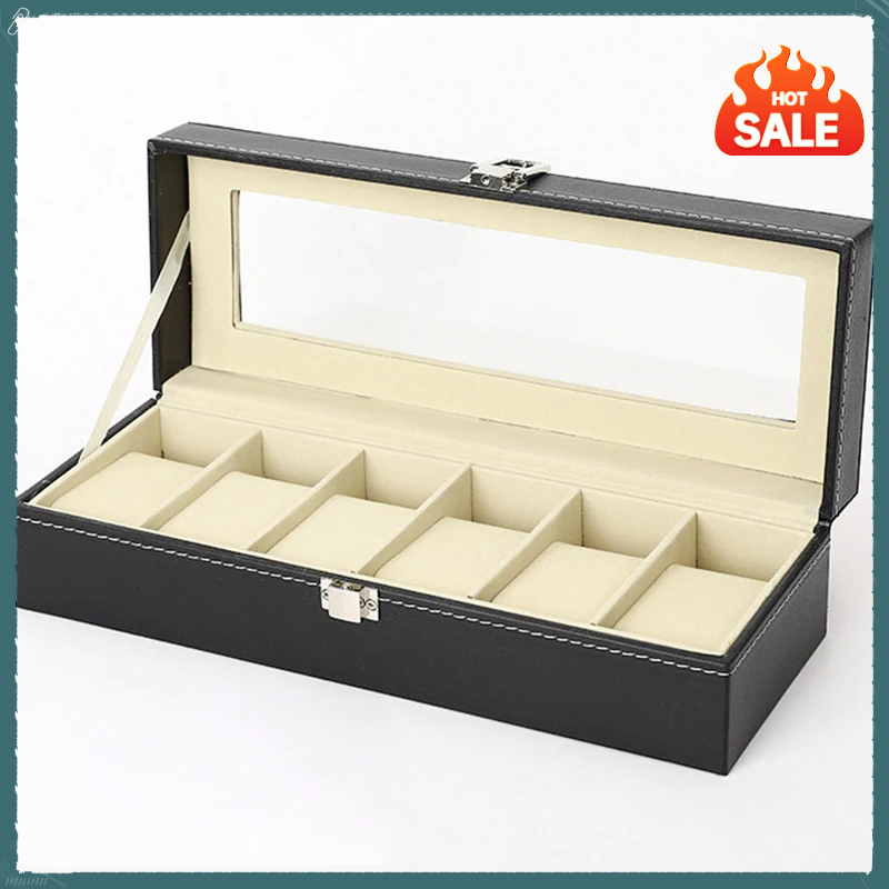 고급 PU 가죽 시계 보관함, 유리 뚜껑 슬롯형 남성용 - Men Accessories Organiser 리뷰 및 가격