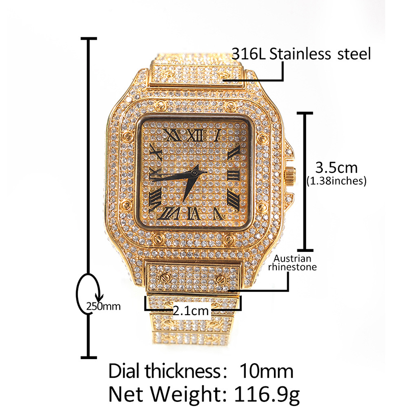힙합 럭셔리 쿼츠 손목 방수 시계 블링 아이스드 아웃  - Men Accessories For Wrist 리뷰 및 가격
