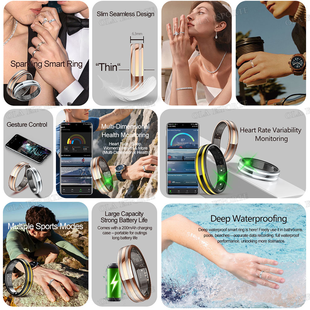 새로운 스마트 링 심박수 스트레스 체온 건강 모니터 다 - Men Accessories Jewellery 리뷰 및 가격