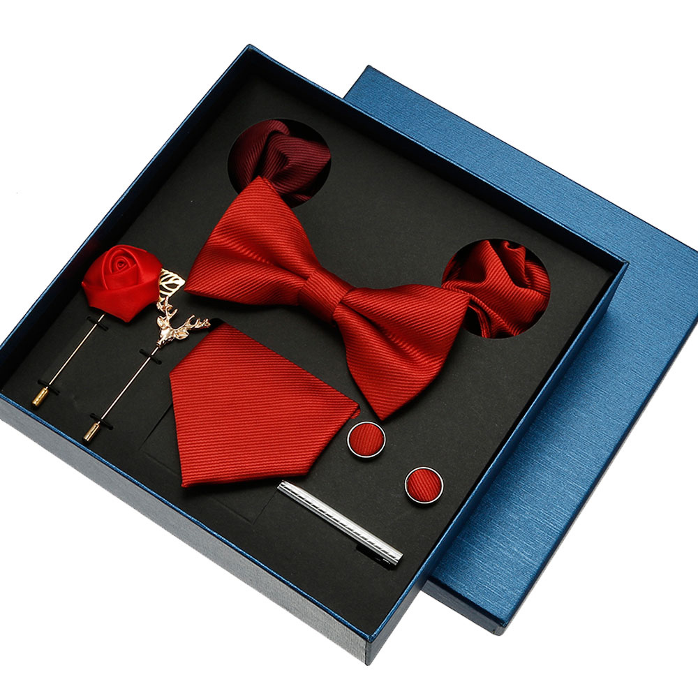 남자를위한 일반 넥타이 세트 솔리드 컬러 넥타이 포켓  - Neck Tie Set Box 리뷰 및 가격